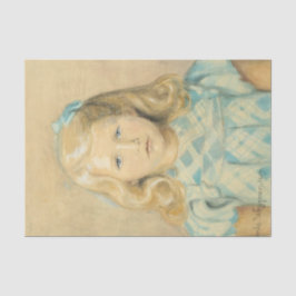 Niedliches junges Mädchen mit blonden Haaren Seidenpapier