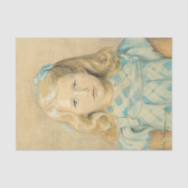 Niedliches junges Mädchen mit blonden Haaren Seidenpapier (Vorderseite)