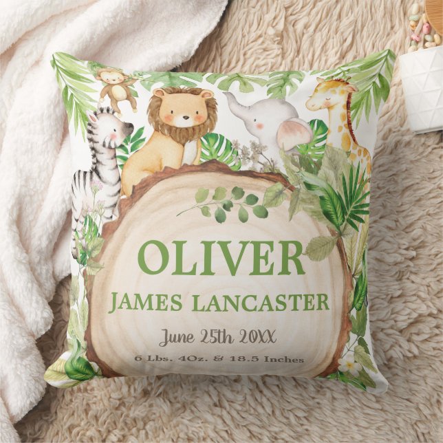 Niedliches Jungle Animals Safari Grüne Junge Kinde Kissen (Decke)