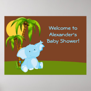 Niedliches Jungle Elephant Boy Baby Shower Poster