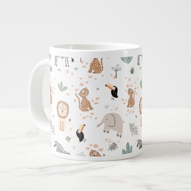 Niedliches Jungle-Regenwald-Muster Jumbo-Tasse (Vorderseite Links)