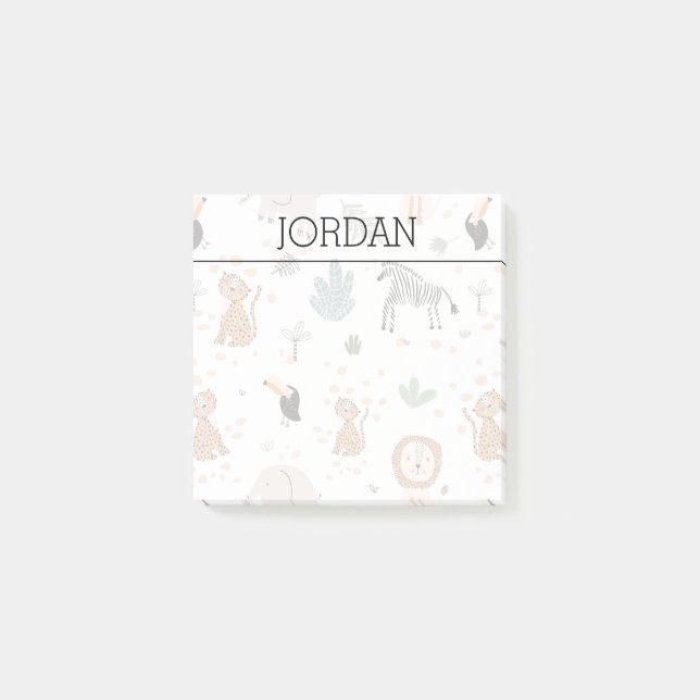 Niedliches Jungle-Regenwald-Muster Post-it Klebezettel (Vorderseite)