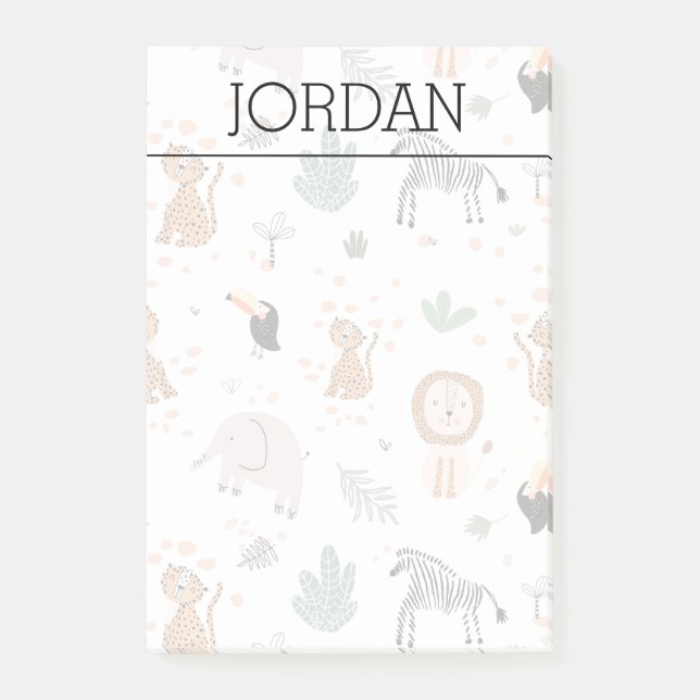 Niedliches Jungle-Regenwald-Muster Post-it Klebezettel (Vorderseite)