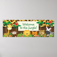 Niedliches Jungle Safari Animals Baby Showbanner