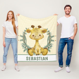 Niedliches Jungle Safari Giraffe Baby Kinderzimmer Fleecedecke
