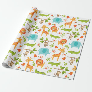 Niedliches Jungle Safari Tierwrapping-Papier Geschenkpapier