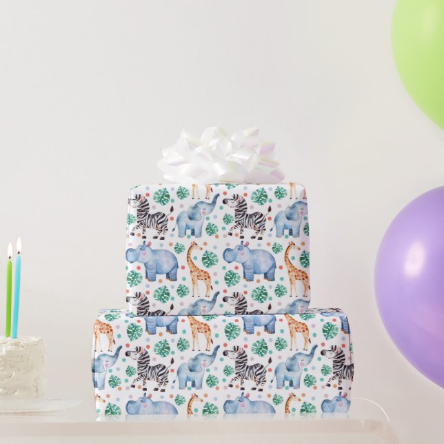 Niedliches Jungle Wild Animals Wrapping Paper Geschenkpapier (Partygeschenke)