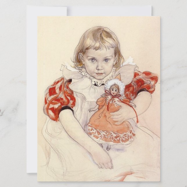 Niedliches Jungmädchen mit Puppe (Kinderkunst) Karte (Vorderseite)