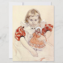 Niedliches Jungmädchen mit Puppe (Kinderkunst)