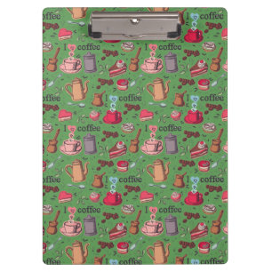 Niedliches Kaffee- und Kuchendesign Klemmbrett