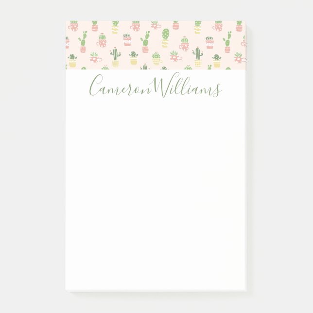Niedliches Kaktus-Muster Post-it Klebezettel (Vorderseite)