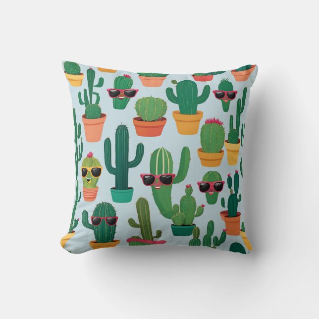 Niedliches Kaktus-Wurfkissen Kissen (Vorderseite)