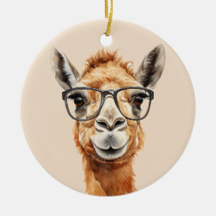Niedliches Kamel mit Brille Keramik Ornament
