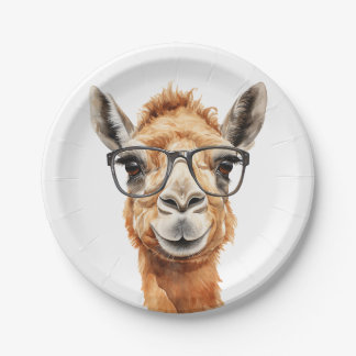 Niedliches Kamel mit Brille Pappteller