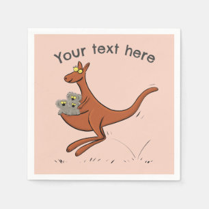 Niedliches Kangaroo mit koalas-Cartoon-Papierservi Serviette