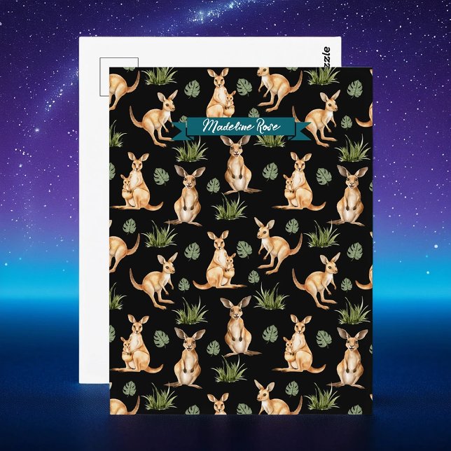 Niedliches Kangaroo Print Animal Lovers Wallaby Wi Postkarte (Von Creator hochgeladen)