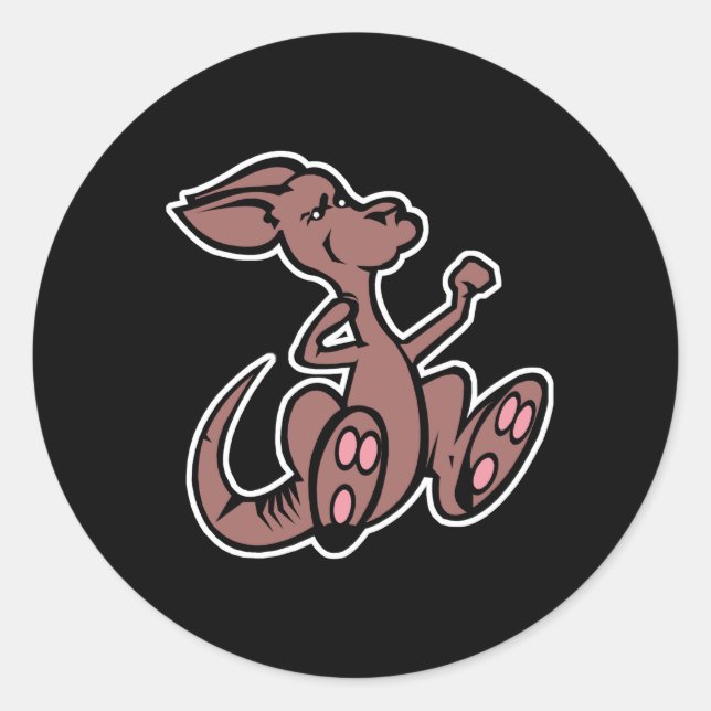niedliches Känguru Runder Aufkleber (Vorderseite)