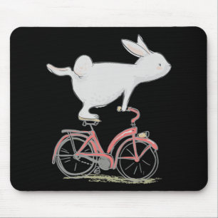 Niedliches Kaninchen auf dem Bike Radfahren Mousepad