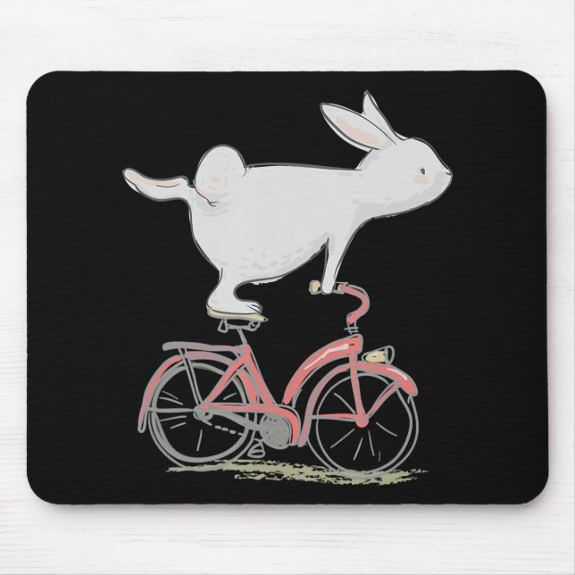 Niedliches Kaninchen auf dem Bike Radfahren Mousepad (Vorne)