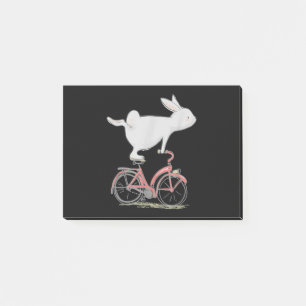 Niedliches Kaninchen auf dem Fahrrad Fahrrad Post-it Klebezettel