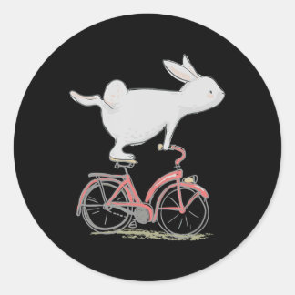 Niedliches Kaninchen auf dem Fahrrad Fahrrad Runder Aufkleber