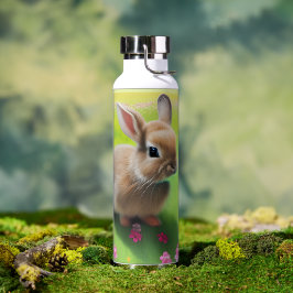 Niedliches Kaninchen auf einer Blume-Wiese Trinkflasche