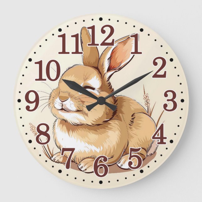 Niedliches Kaninchen Bunny Animes Kinderzimmer Kin Große Wanduhr (Vorderseite)