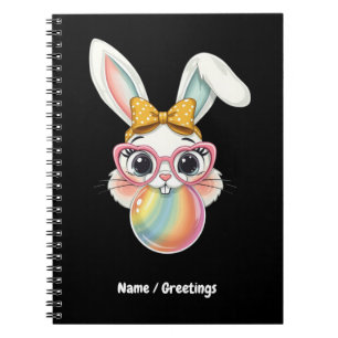 Niedliches Kaninchen Bunny Blowble Gum Happy Oster Notizblock