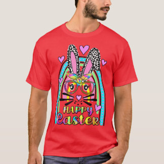 Niedliches Kaninchen Bunny Face Leopard Brille Hea T-Shirt
