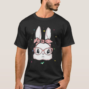 Niedliches Kaninchen Bunny Face Leopard Brille Hea T-Shirt