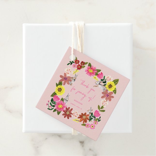 Niedliches Kaninchen Bunny Girl Baby Dusche Einlad Geschenkanhänger (Beispiel)