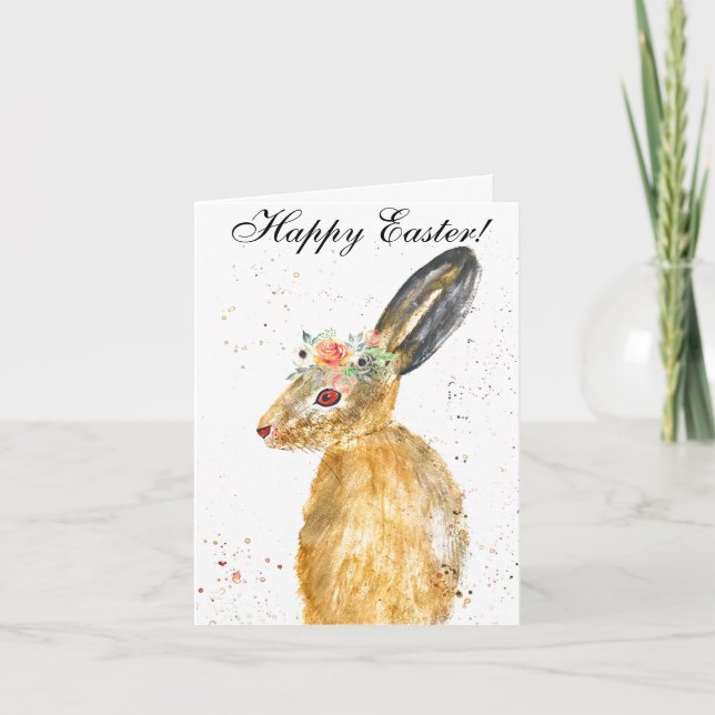 Niedliches Kaninchen Bunny Hare Ostergebirge Dankeskarte (Vorderseite)