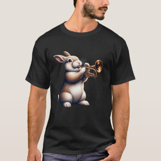 Niedliches Kaninchen Bunny Playing Trumpet Rabbits T-Shirt