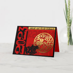 Niedliches Kaninchen Chinesisches Jahr 2023 Zodiac Feiertagskarte