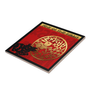 Niedliches Kaninchen Chinesisches Jahr Zodiac Birt Fliese