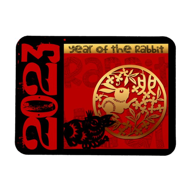Niedliches Kaninchen Chinesisches Jahr Zodiac Gebu Magnet (Horizontal)