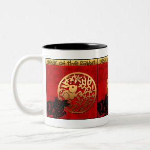 Niedliches Kaninchen Chinesisches Jahr Zodiac Gebu Zweifarbige Tasse