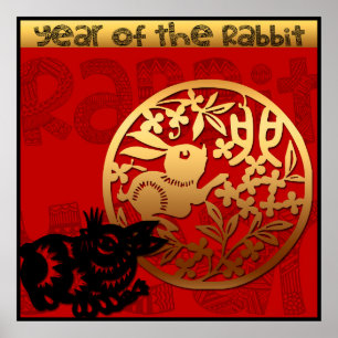 Niedliches Kaninchen Chinesisches Neujahr Zodiac G Poster