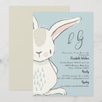 Niedliches Kaninchen Dusche Blue Baby Einladung