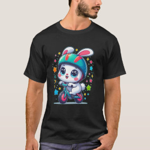 Niedliches Kaninchen fährt Fahrrad Mädchen Jungen T-Shirt