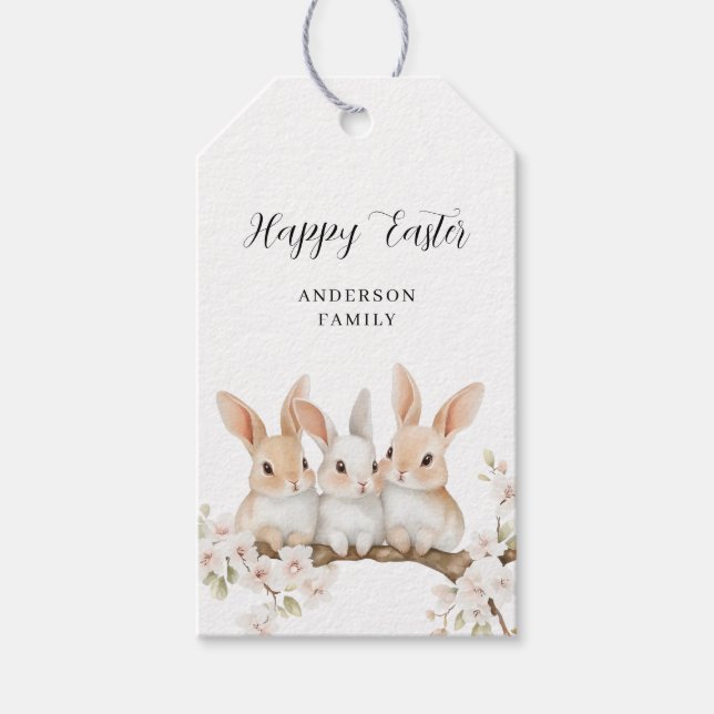 Niedliches Kaninchen-Flora-Oster Geschenkanhänger (Vorderseite)