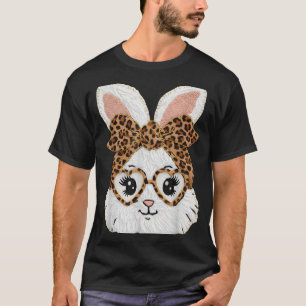 Niedliches Kaninchen-Hasen-Gesicht Leopard Gles Mä T-Shirt