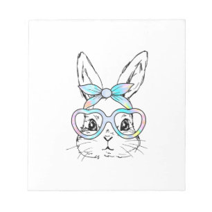 Niedliches Kaninchen-Hasen-Gesicht Tie Dye Brille  Notizblock
