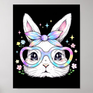 Niedliches Kaninchen-Hasen-Gesicht Tie Dye Brille Poster