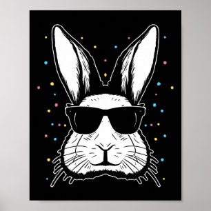 Niedliches Kaninchen-Hasen-Gesicht-Tie-Dye-Gles-Mä Poster