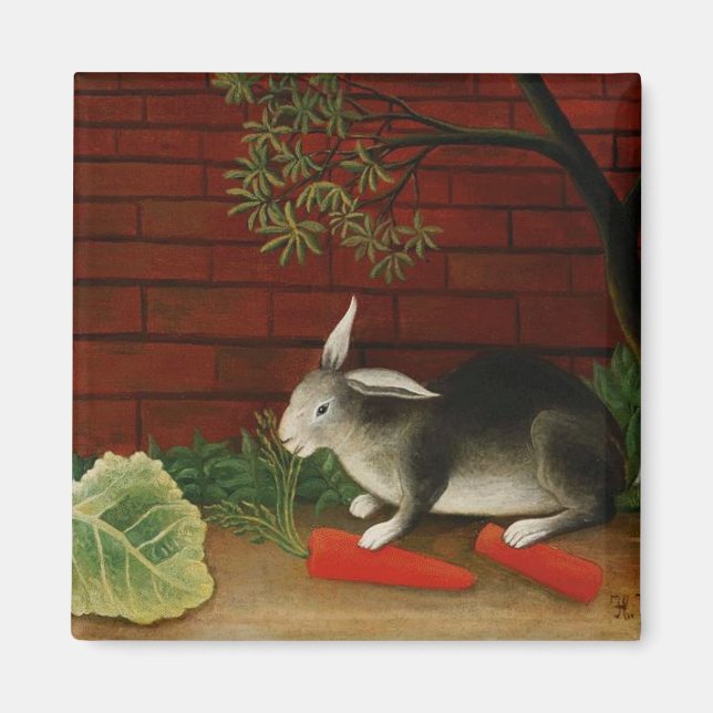 Niedliches Kaninchen (Haustier) (Henri Rousseau) Magnet (Vorne)