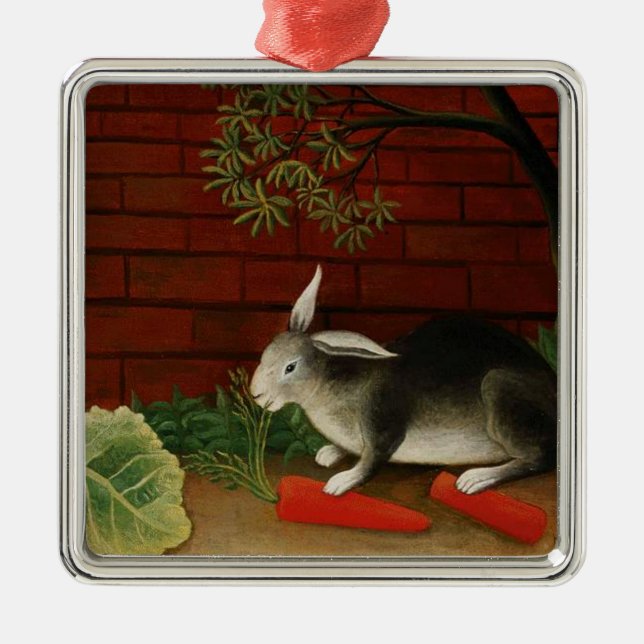 Niedliches Kaninchen (Haustier) (Henri Rousseau) Ornament Aus Metall (Vorne)