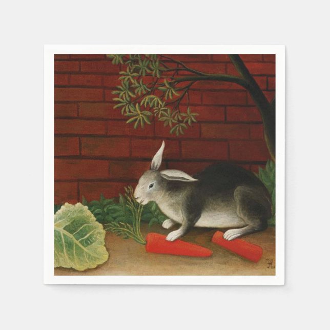 Niedliches Kaninchen (Haustier) (Henri Rousseau) Serviette (Vorderseite)