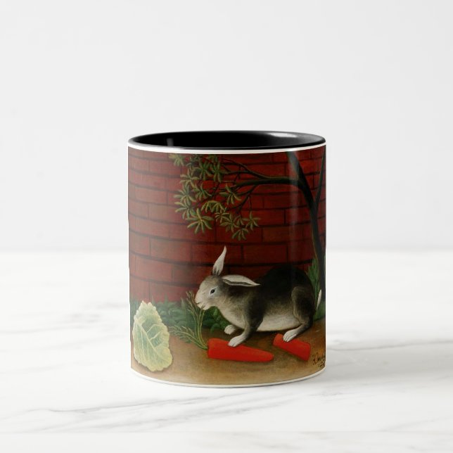 Niedliches Kaninchen (Haustier) (Henri Rousseau) Zweifarbige Tasse (Mittel)