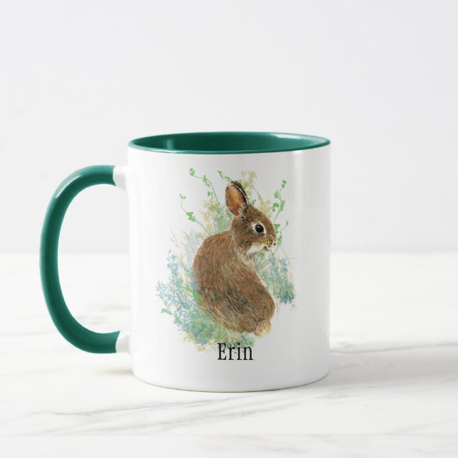 Niedliches Kaninchen Haustier Individuelle Name Tasse (Links)